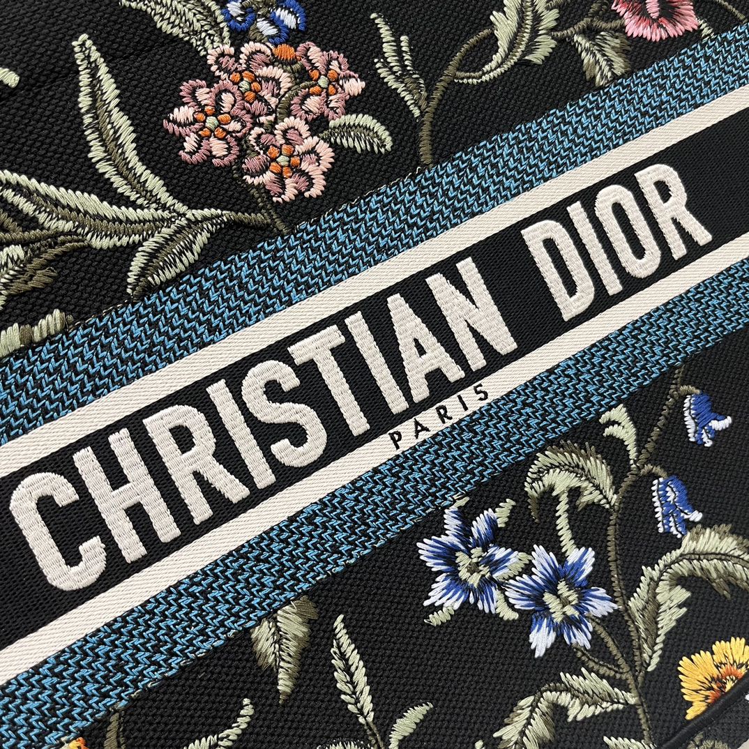 Replica Dior Book Tote Medium Black Multicolor Dior Petites Fleurs Embroidery M1296Zeau_M911 - Image 6