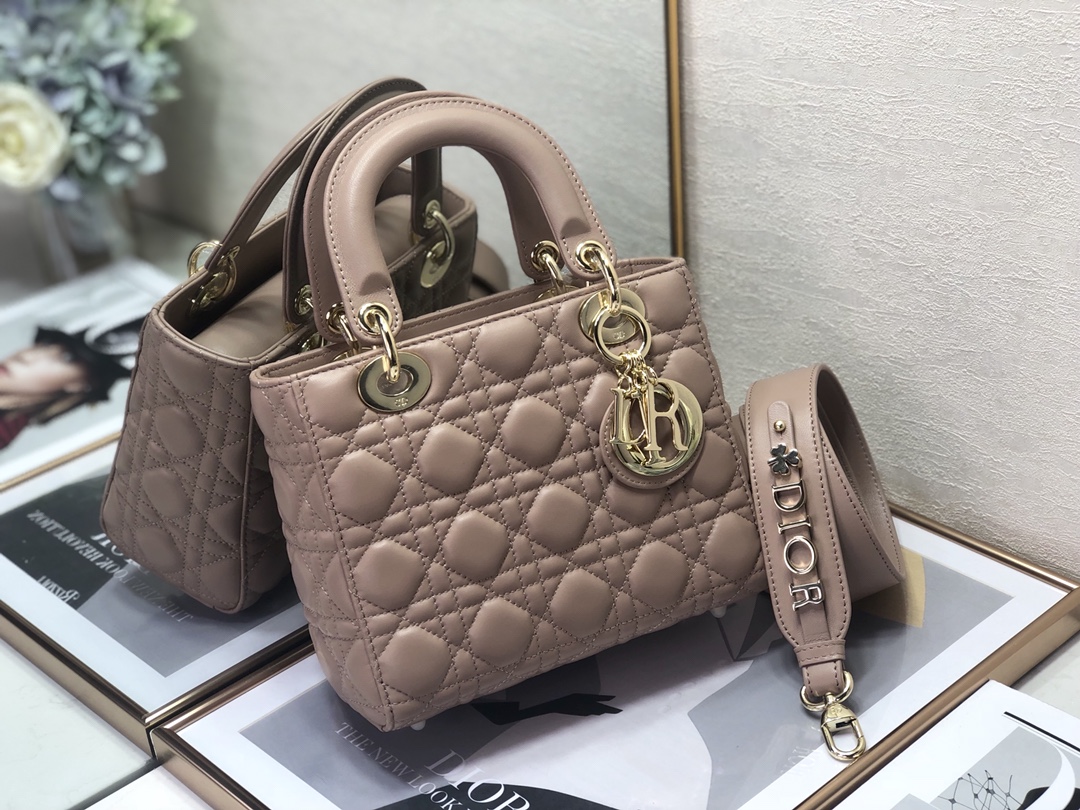 Replica Dior Medium Lady Dior Bag Cherry Rose Des Vents Patent Cannage Calfskin M0565Owcb_M49P