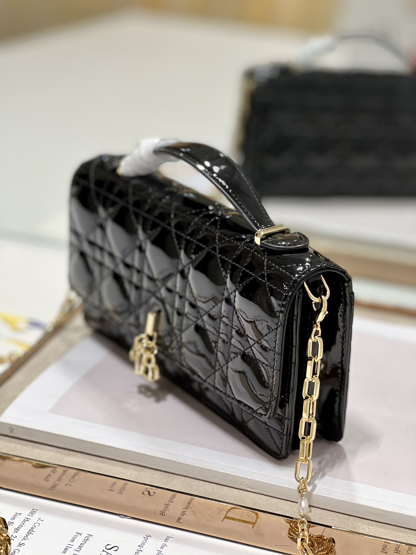 Replica Dior Miss Mini Bag Black Patent Cannage Calfskin - Image 9