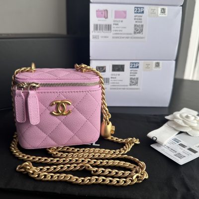 Alternative view of Replica Chanel Clutch With Chain Grained Calfskin & Gold-Tone Metal Pink Ap3203