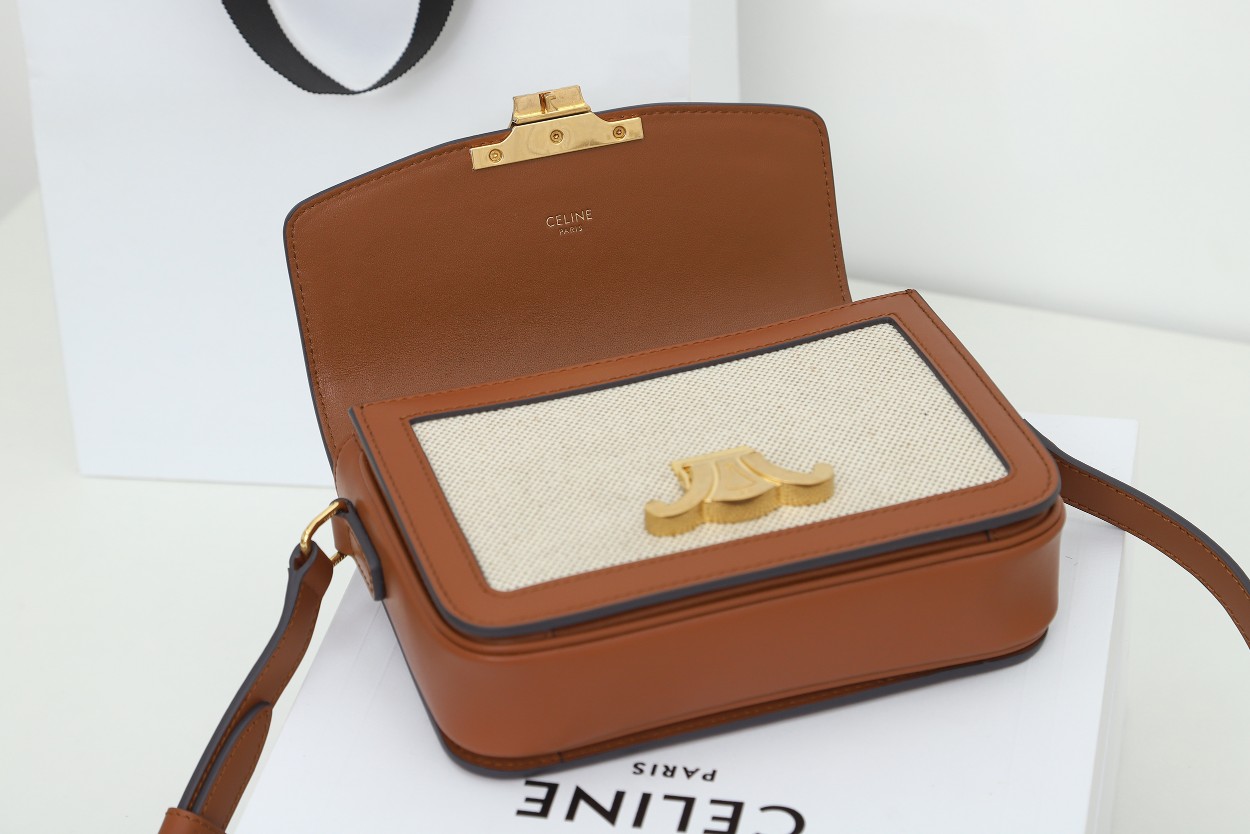 Replica Celine Teen Triomphe Bag In Textile And Calfskin - Image 5
