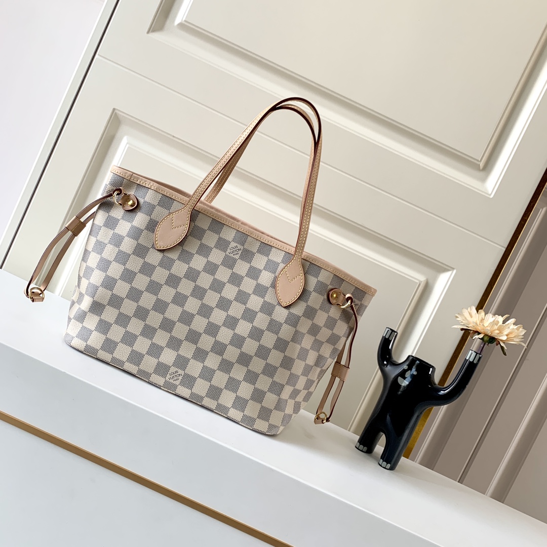 Replica Louis Vuitton Damier Azur Neverfull Pink Pm/Mm/Gm M41603