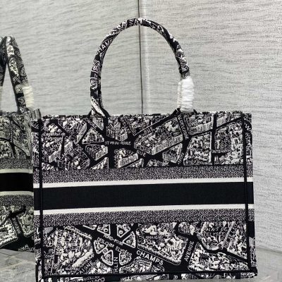 Alternative view of Replica Dior Book Tote Medium Black And White Plan De Paris Embroidery M1286Zomp_M993