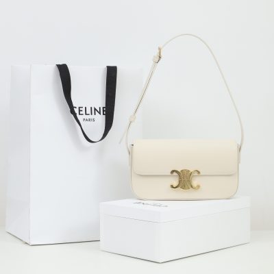Replica Celine Shoulder Bag Triomphe In Shiny Calfskin Soft Yellow