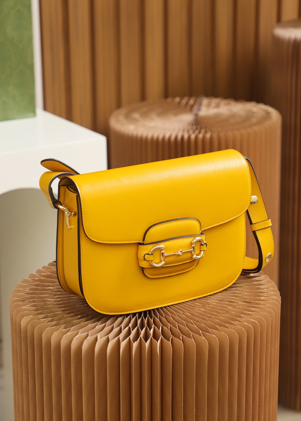 Replica Gucci Horsebit 1955 Shoulder Bag 602204 Yellow Leather - Image 7