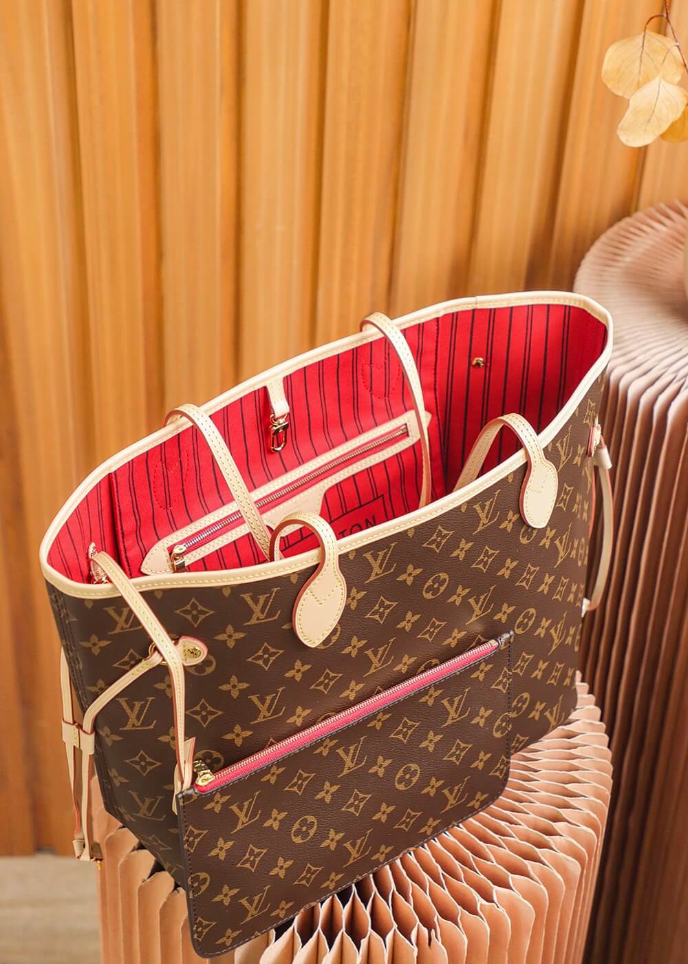 Replica Louis Vuitton Monogram Neverfull Red Pm/Mm/Gm M41177 - Image 8