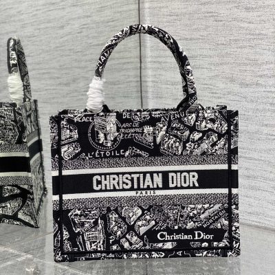 Replica Dior Book Tote Large Black And White Plan De Paris Embroidery M1265Zomp_M993