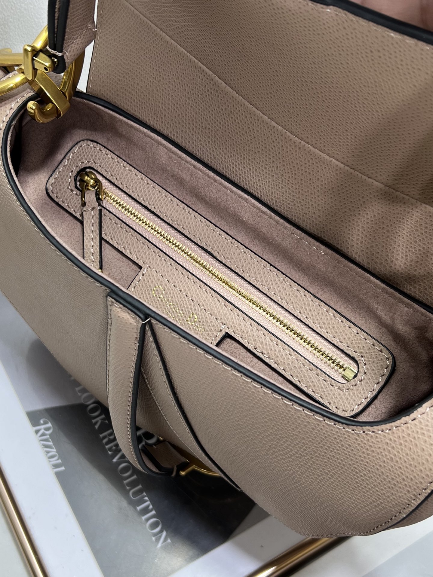 Replica Dior Saddle Bag Sand Pink Grained Calfskin M0455Cbaa_M84P - Image 9