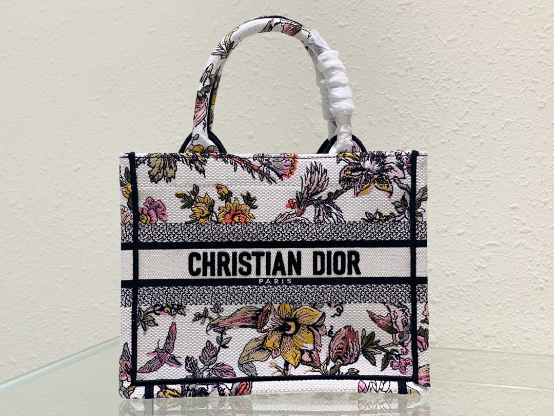 Replica Dior Book Tote Small White Multicolor Dior Jardin Botanique Embroidery M1265Zrzb_M884