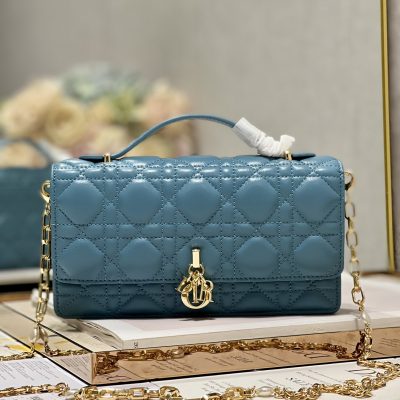 Replica Dior Miss Mini Bag Peacock Blue Cannage Lambskin