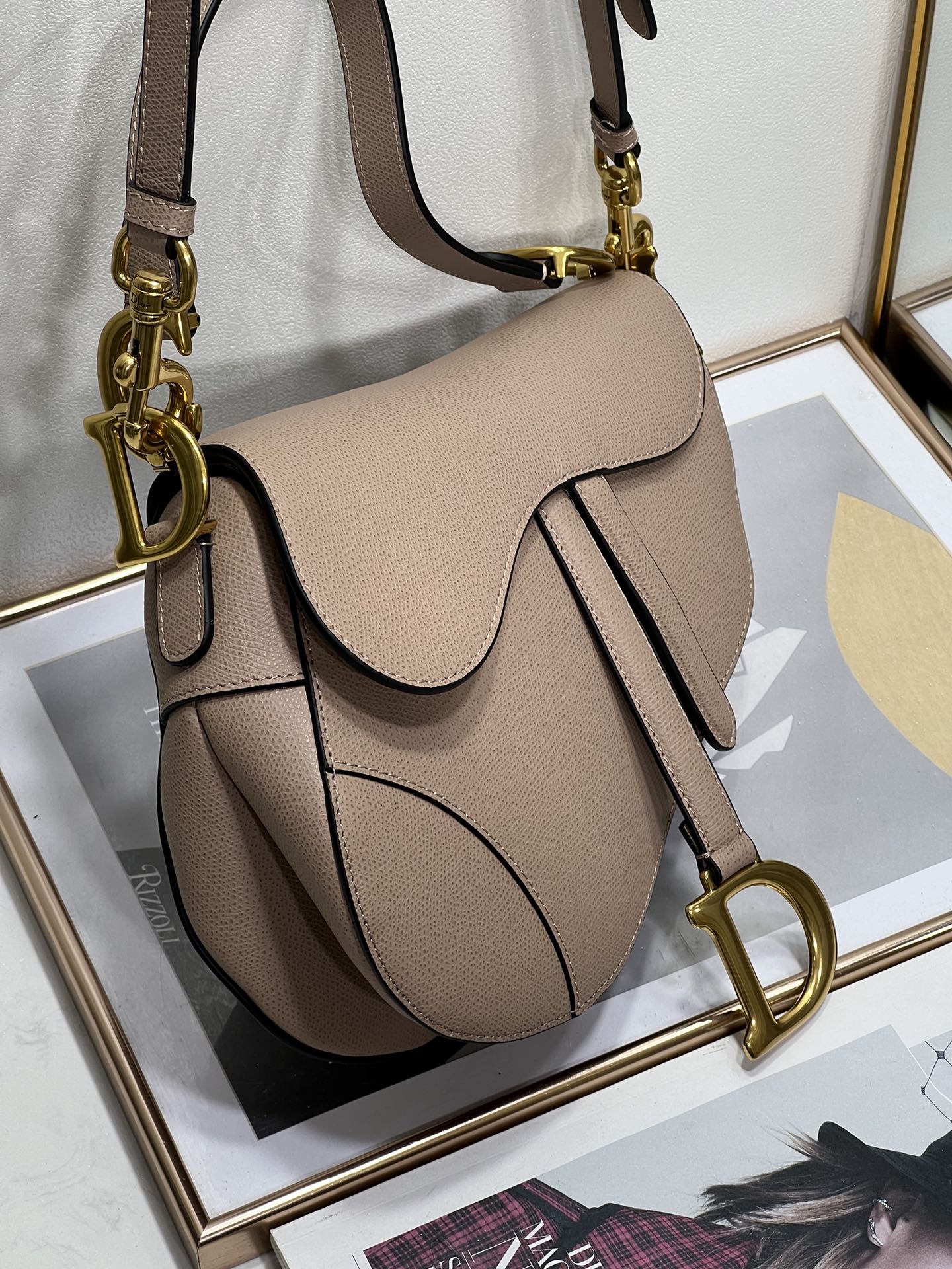 Replica Dior Saddle Bag Sand Pink Grained Calfskin M0455Cbaa_M84P - Image 7