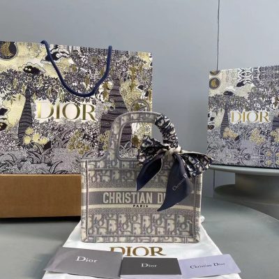 Replica Dior Book Tote Small Gray Dior Oblique Embroidery M1286Zriw_M932