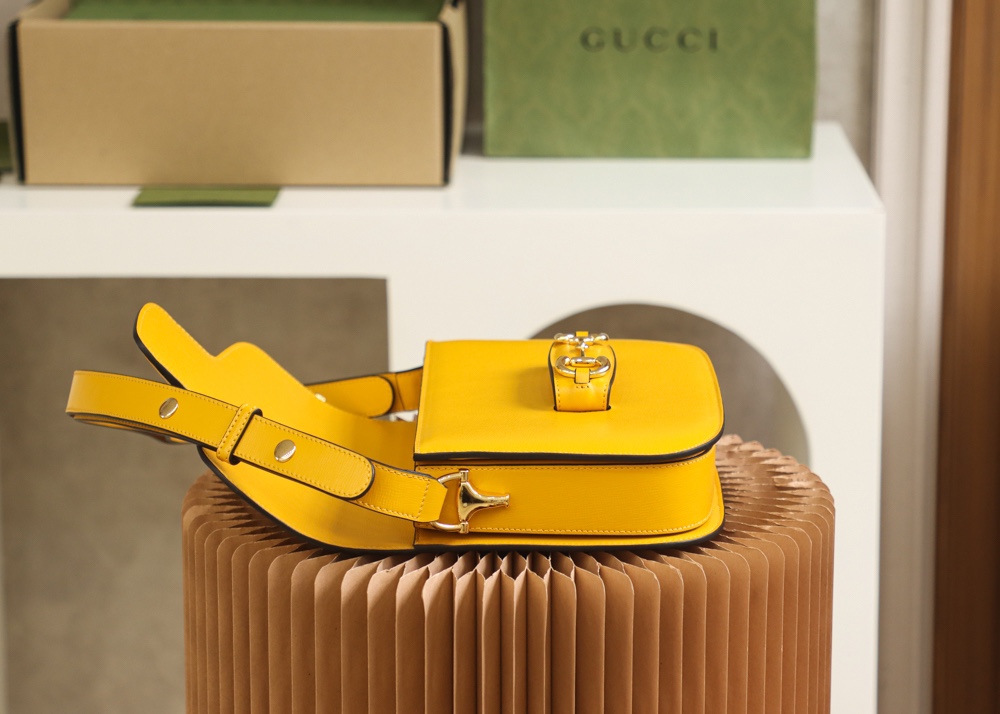 Replica Gucci Horsebit 1955 Shoulder Bag 602204 Yellow Leather - Image 2