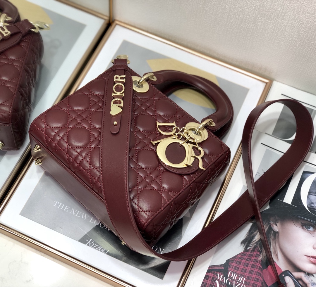 Replica Dior Medium Lady Dior Bag Cherry Red Patent Cannage Calfskin M0565Owcb_M323 - Image 5