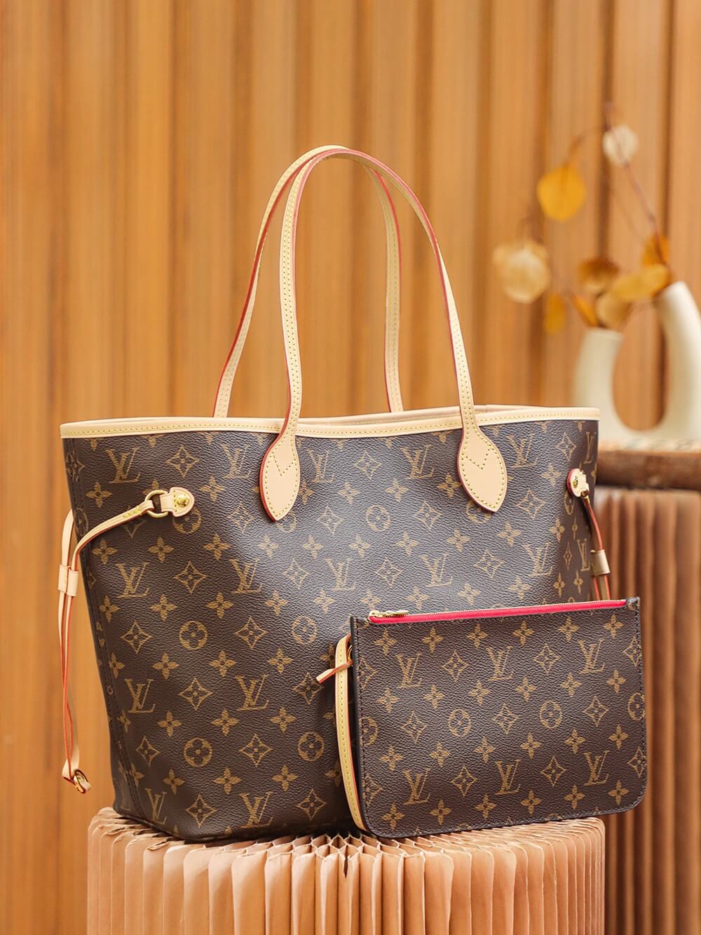 Replica Louis Vuitton Monogram Neverfull Red Pm/Mm/Gm M41177 - Image 5