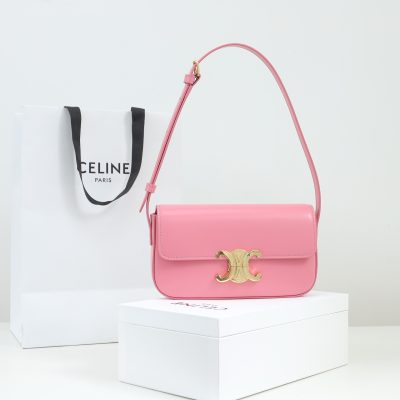 Replica Celine Shoulder Bag Triomphe In Shiny Calfskin Pink
