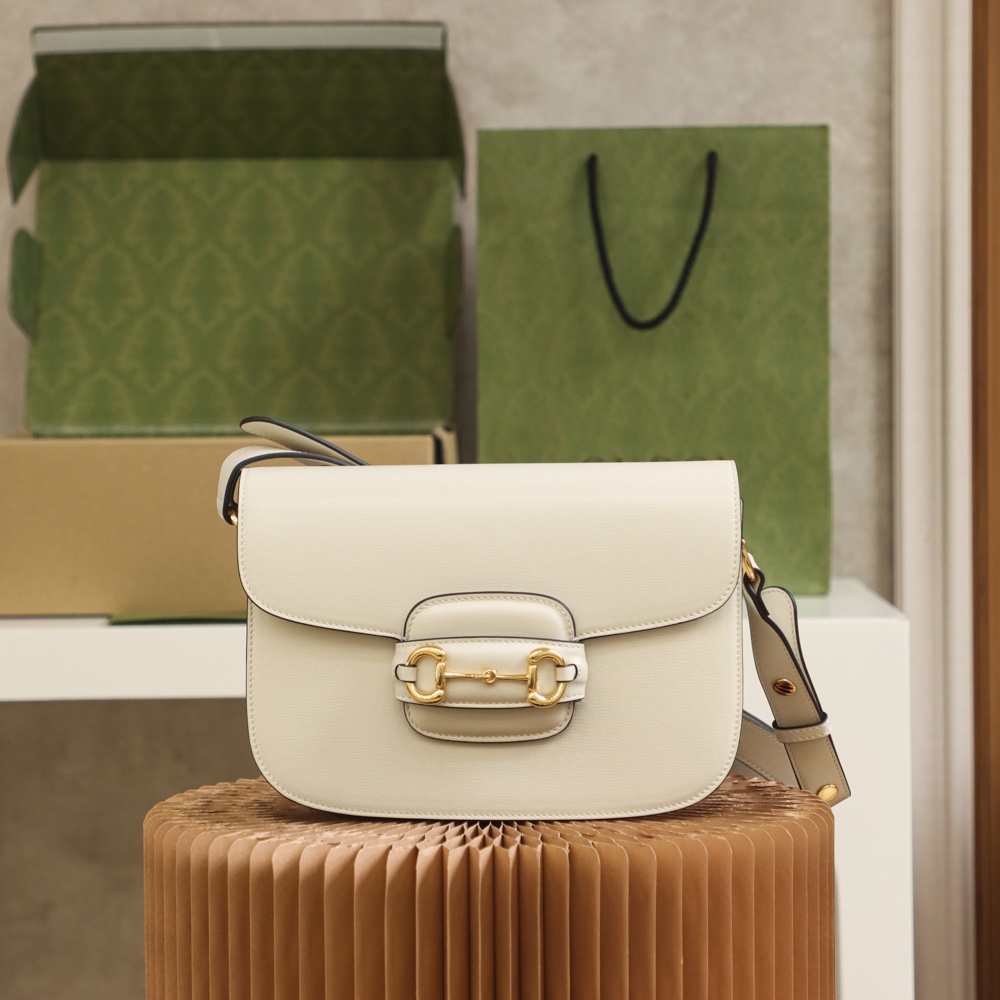 Replica Gucci Horsebit 1955 Shoulder Bag 602204 White Leather