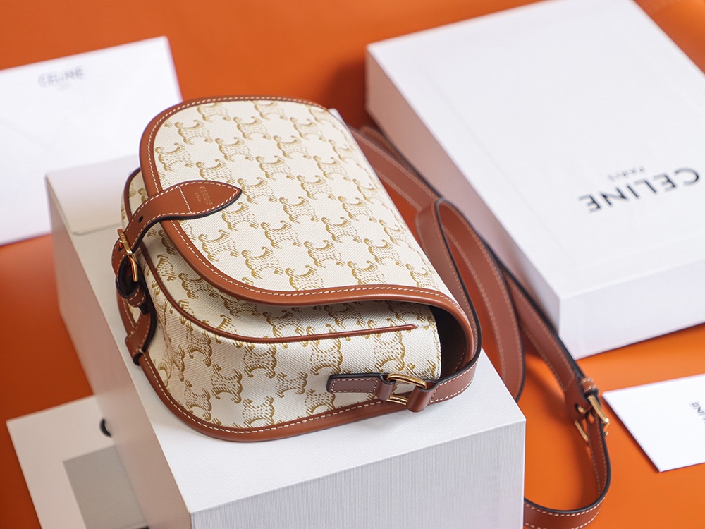 Replica Celine Medium Folco Bag In Triomphe Canvas And Calfskin - Image 2