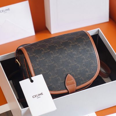 Replica Celine Medium Folco Bag In Triomphe Canvas And Calfskin