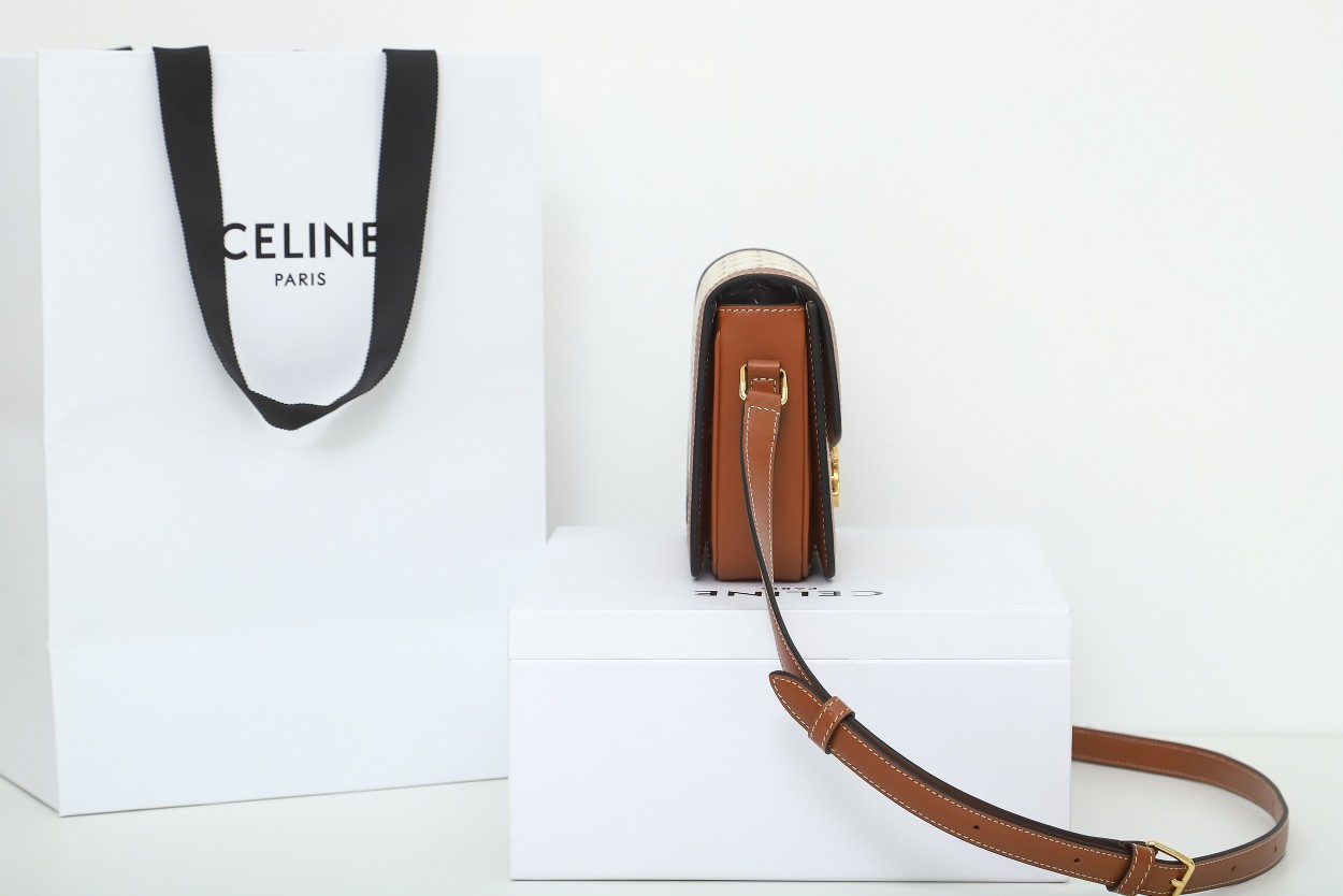 Replica Celine Teen Triomphe Bag In Triomphe Canvas And Calfskin White - Image 8
