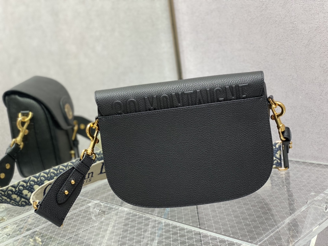 Replica Dior Large Bobby Bag Black Box Calfskin With Blue Dior Oblique Embroidered Strap M9320Umob_M911 - Image 4