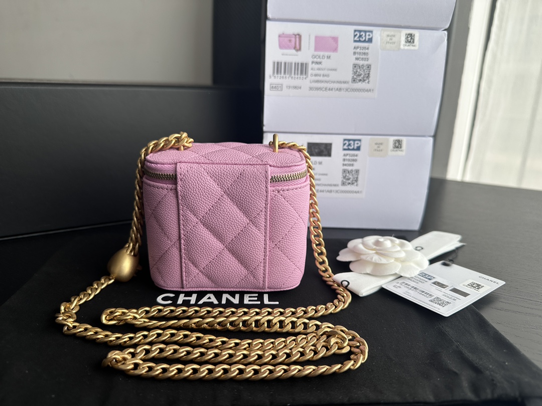 Replica Chanel Clutch With Chain Grained Calfskin & Gold-Tone Metal Pink Ap3203 - Image 7