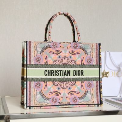 Replica Dior Book Tote Large Powder Pink Dior Jardin Magique Embroidery