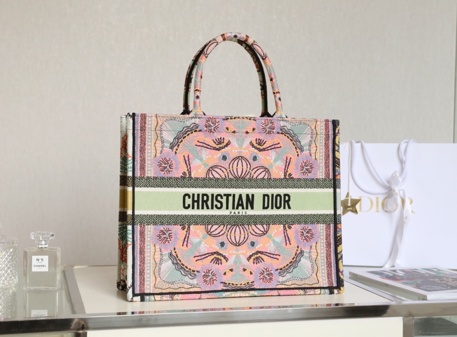 Replica Dior Book Tote Large Powder Pink Dior Jardin Magique Embroidery
