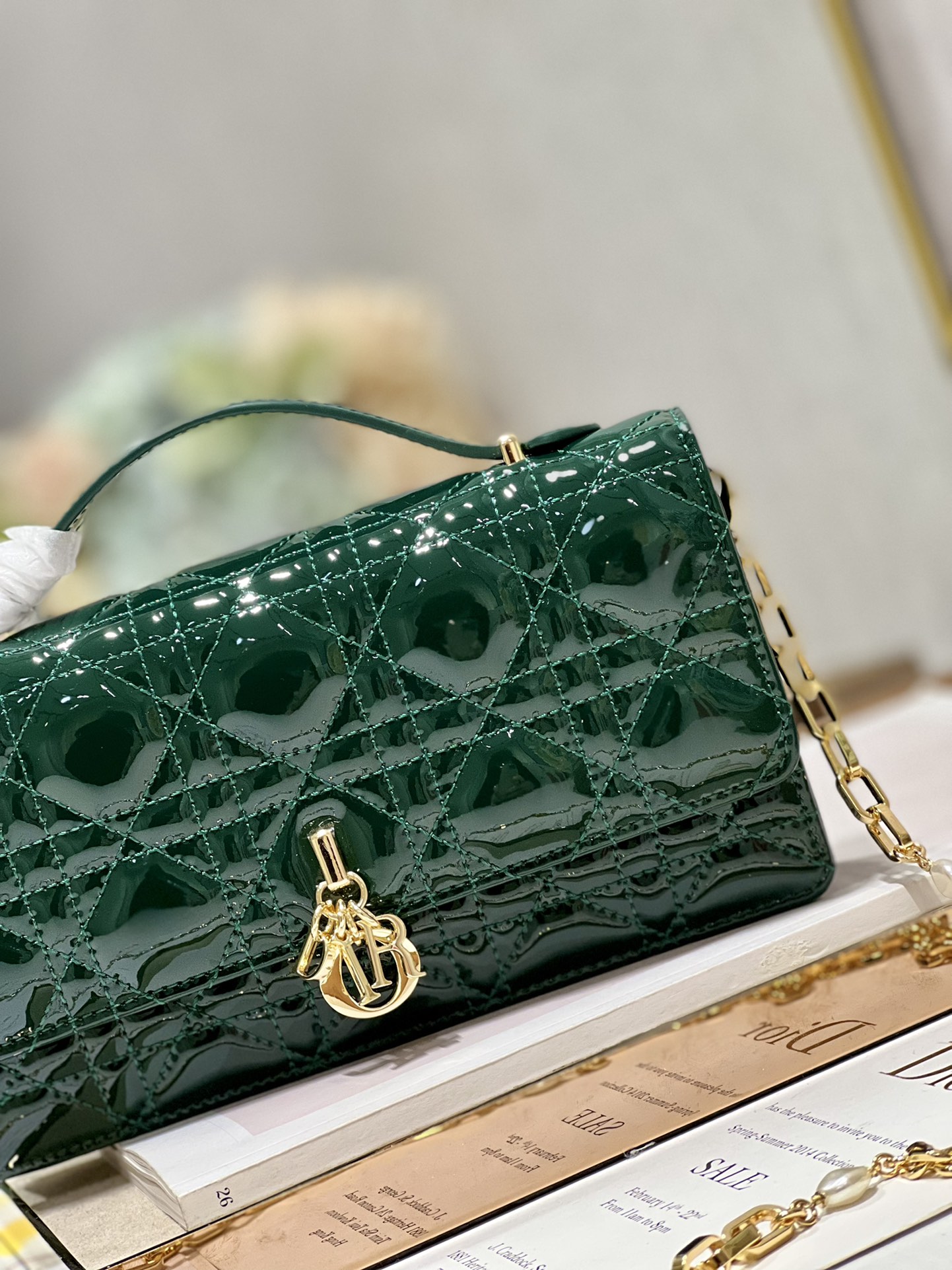 Replica Dior Miss Mini Bag Rose Pine Green Patent Cannage Calfskin - Image 8