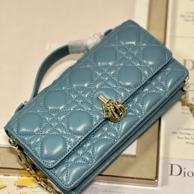 Alternative view of Replica Dior Miss Mini Bag Peacock Blue Cannage Lambskin