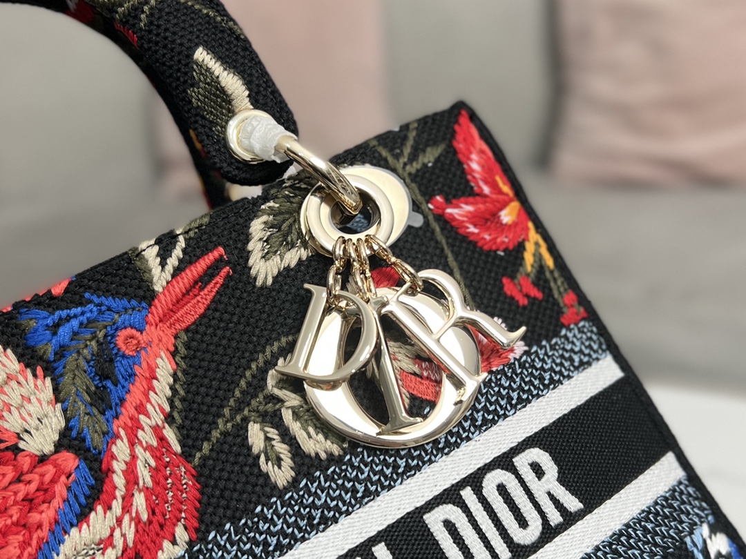 Replica Dior Small Lady D-Lite Bag Black Multicolor Dior Birds Embroidery M0565Oeao_M911 - Image 4