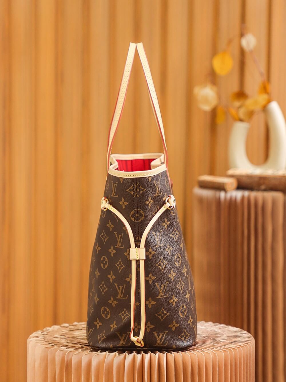 Replica Louis Vuitton Monogram Neverfull Red Pm/Mm/Gm M41177 - Image 6