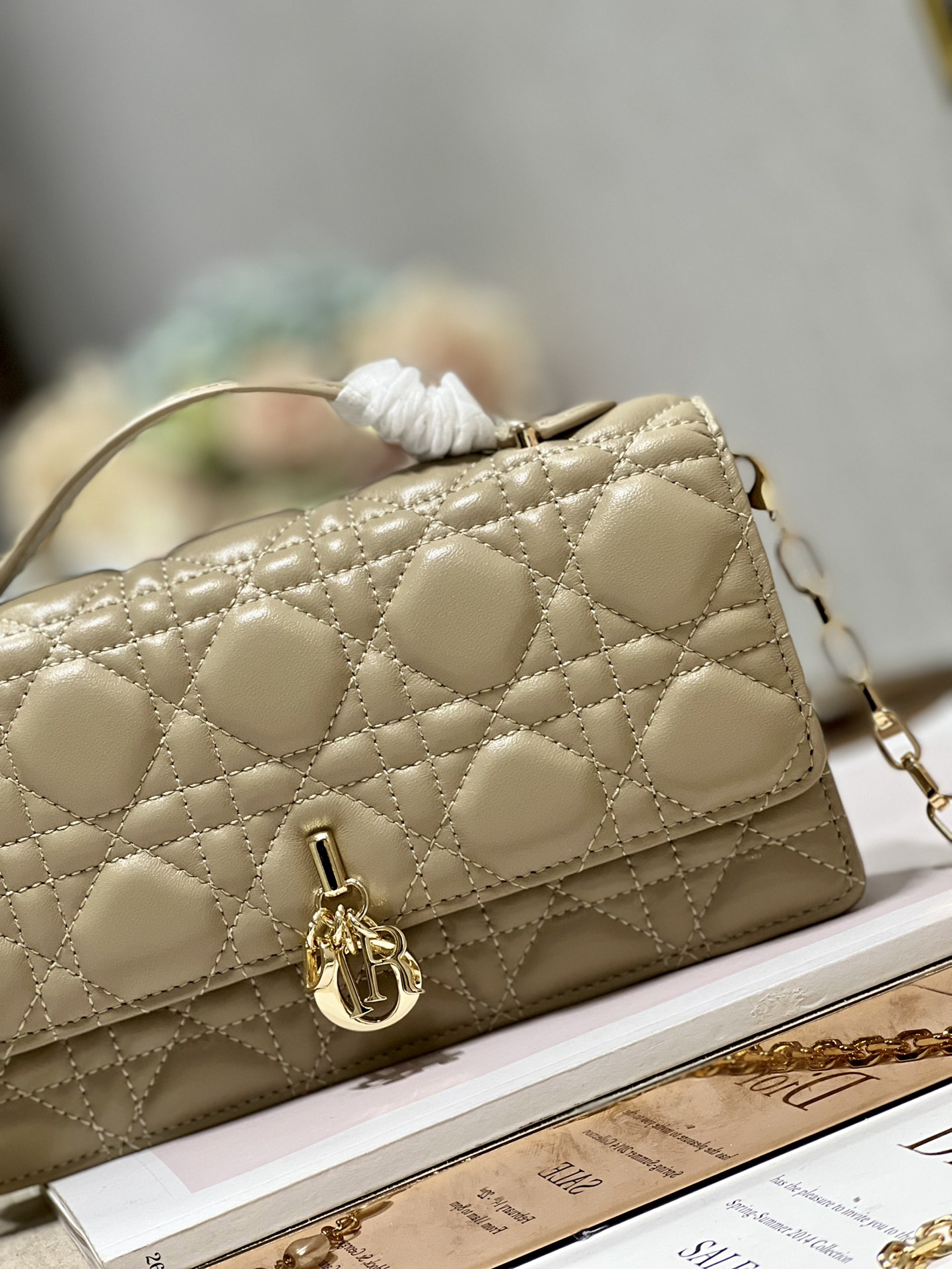 Replica Dior Miss Mini Bag Apricot Cannage Lambskin - Image 8