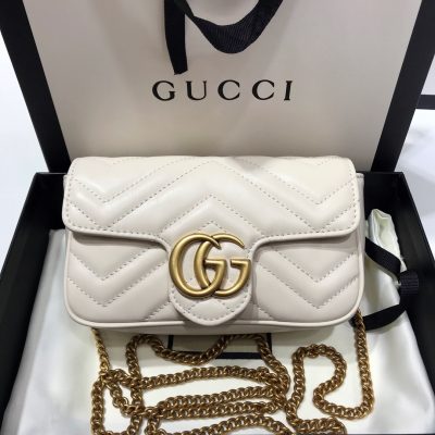 Replica Gucci Gg Marmont Matelasse Super Mini Bag White 476433