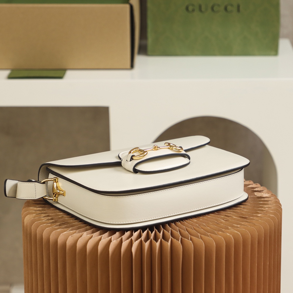 Replica Gucci Horsebit 1955 Shoulder Bag 602204 White Leather - Image 4