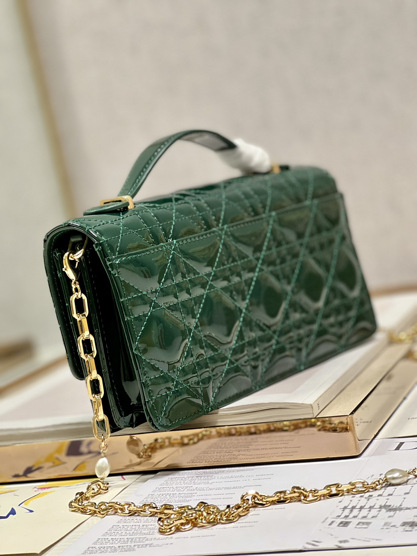 Replica Dior Miss Mini Bag Rose Pine Green Patent Cannage Calfskin - Image 6