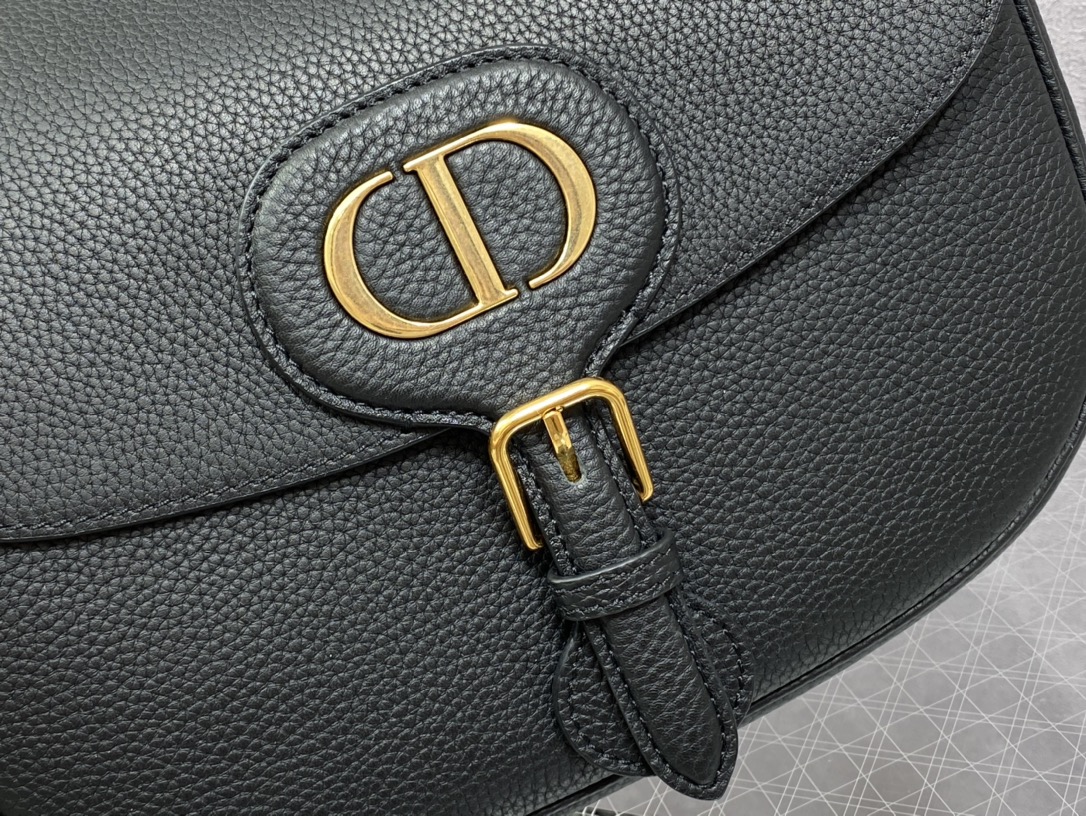 Replica Dior Large Bobby Bag Black Box Calfskin With Blue Dior Oblique Embroidered Strap M9320Umob_M911 - Image 3