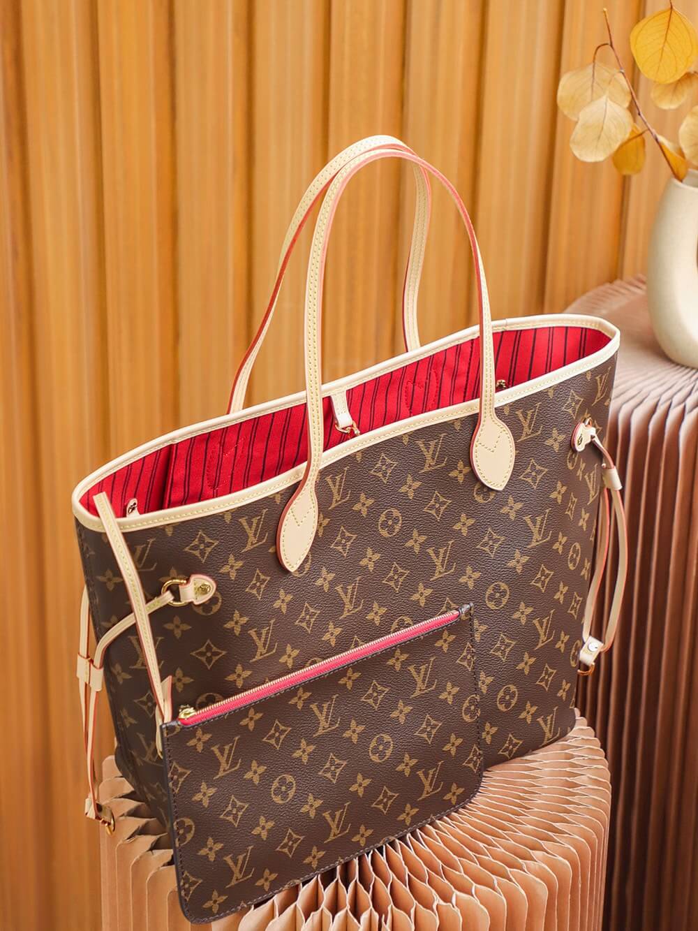 Replica Louis Vuitton Monogram Neverfull Red Pm/Mm/Gm M41177 - Image 7