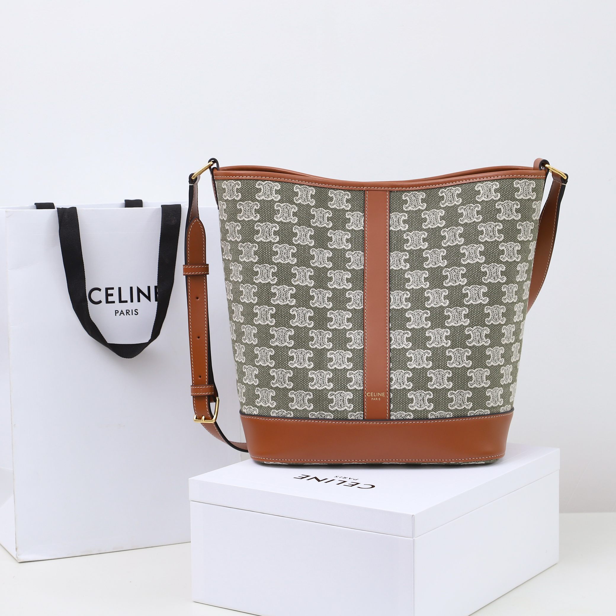 Replica Celine Medium Bucket In Triomphe - Image 9