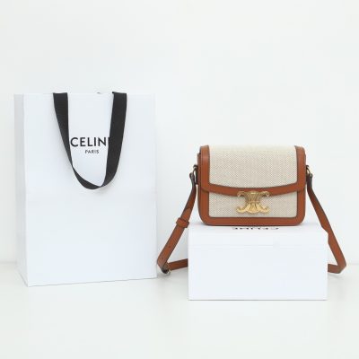 Replica Celine Teen Triomphe Bag In Textile And Calfskin