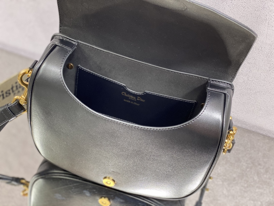Replica Dior Large Bobby Bag Black Box Calfskin With Blue Dior Oblique Embroidered Strap M9320Ubby_M911 - Image 5