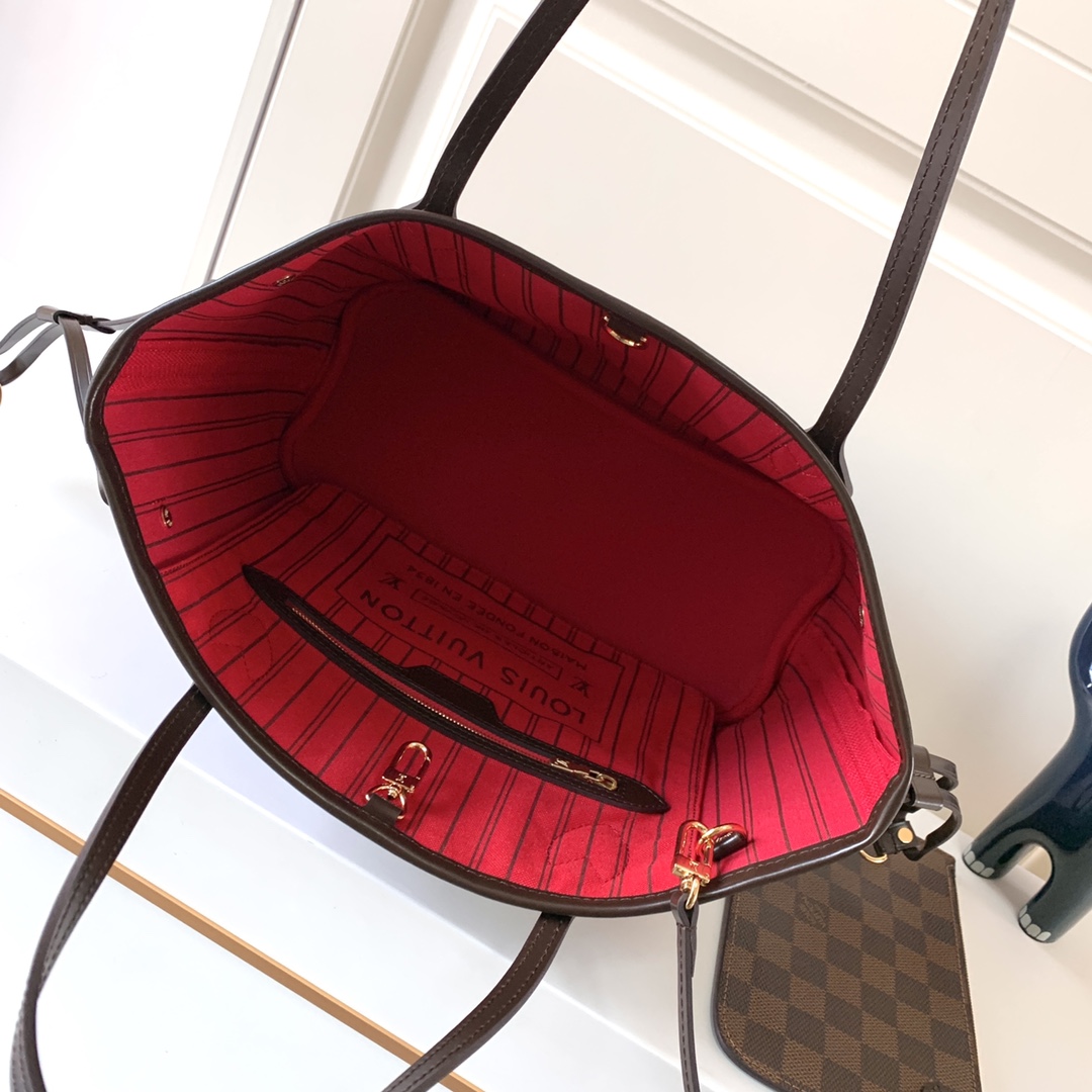 Replica Louis Vuitton Damier Ebene Neverfull Red Pm/Mm/Gm M41603 - Image 9
