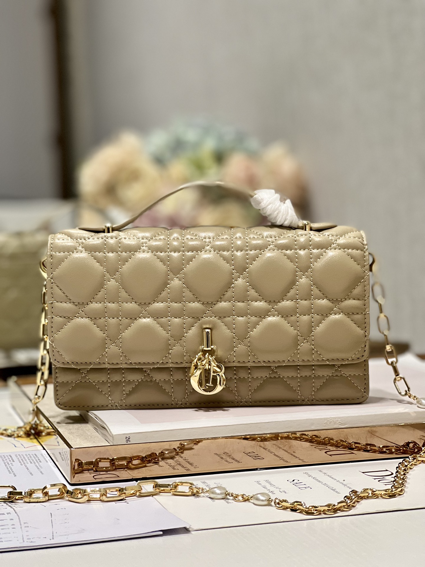 Replica Dior Miss Mini Bag Apricot Cannage Lambskin