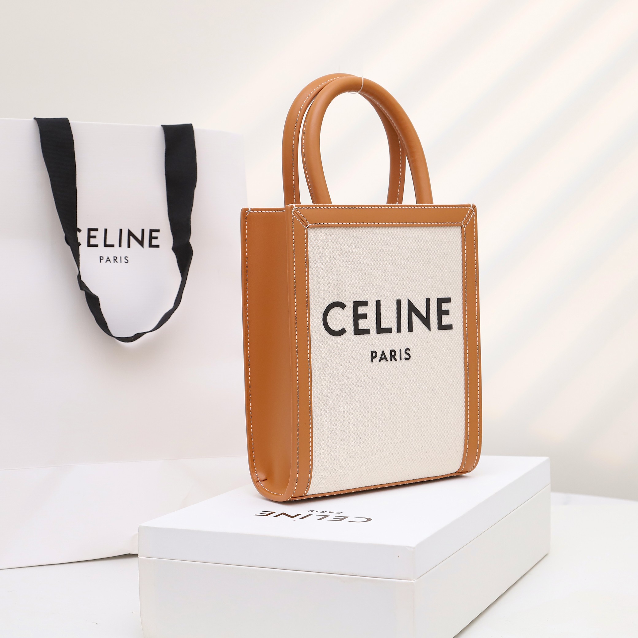 Replica Celine Mini Vertical Cabas Celine In Textile With Celine Print And Calfskin - Image 8