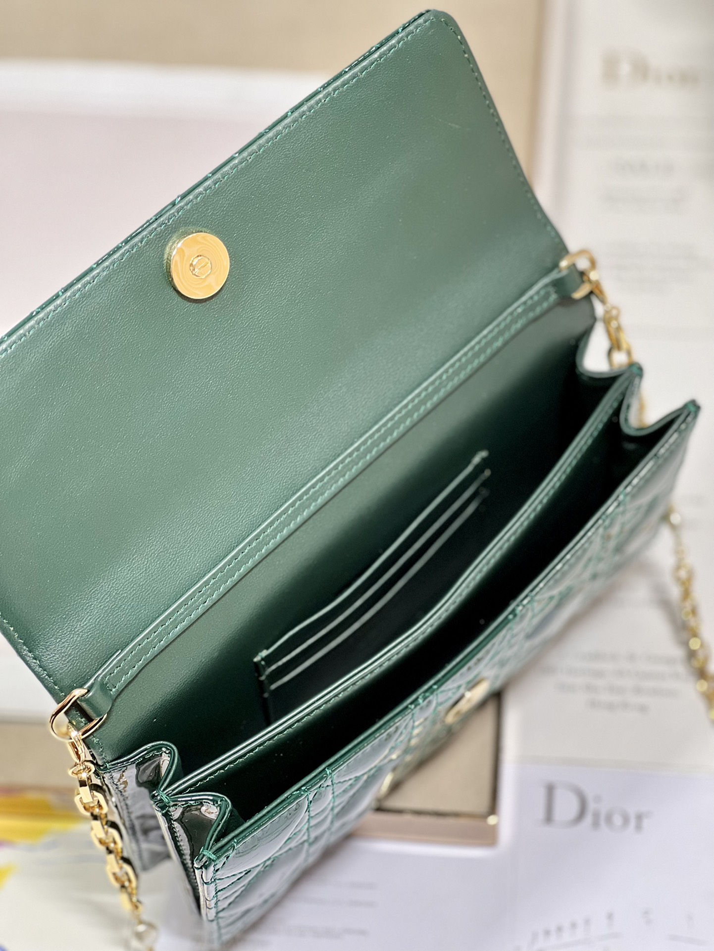Replica Dior Miss Mini Bag Rose Pine Green Patent Cannage Calfskin - Image 3
