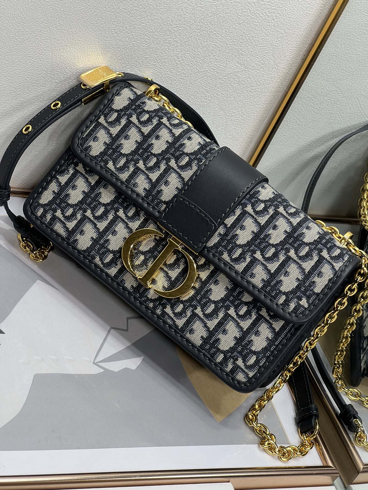 Replica Dior 30 Montaigne Bag Blue Dior Oblique Jacquard M9208Utzq_M928