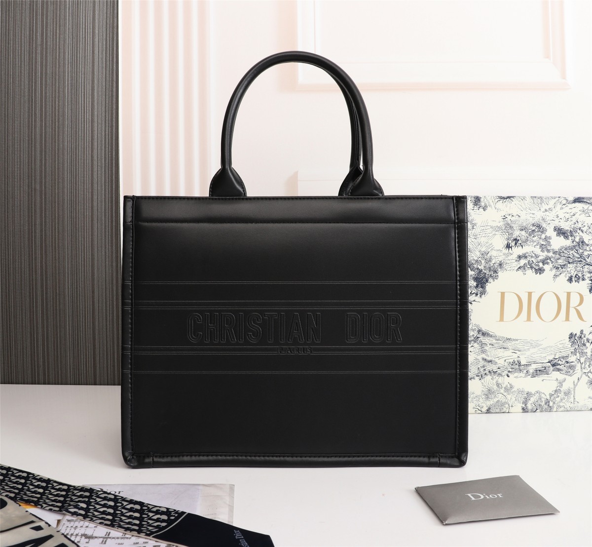Replica Dior Book Tote Medium Black Calfskin M1265Ztqt_M911