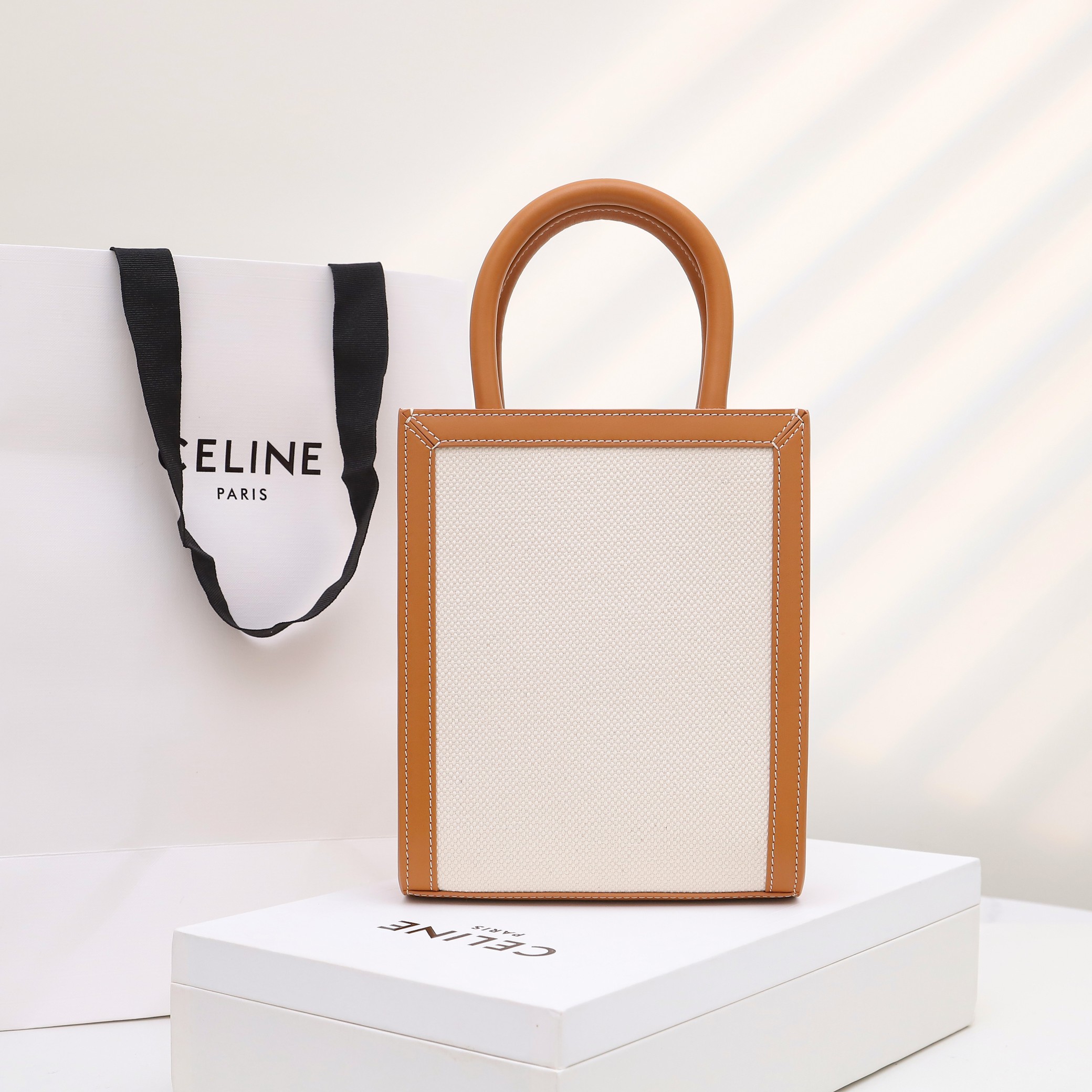 Replica Celine Mini Vertical Cabas Celine In Textile With Celine Print And Calfskin - Image 9