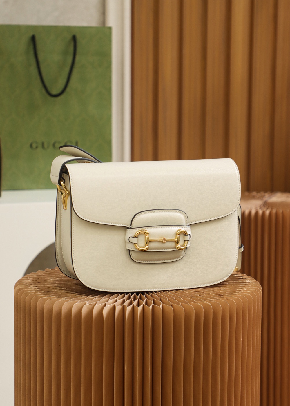 Replica Gucci Horsebit 1955 Shoulder Bag 602204 White Leather - Image 9