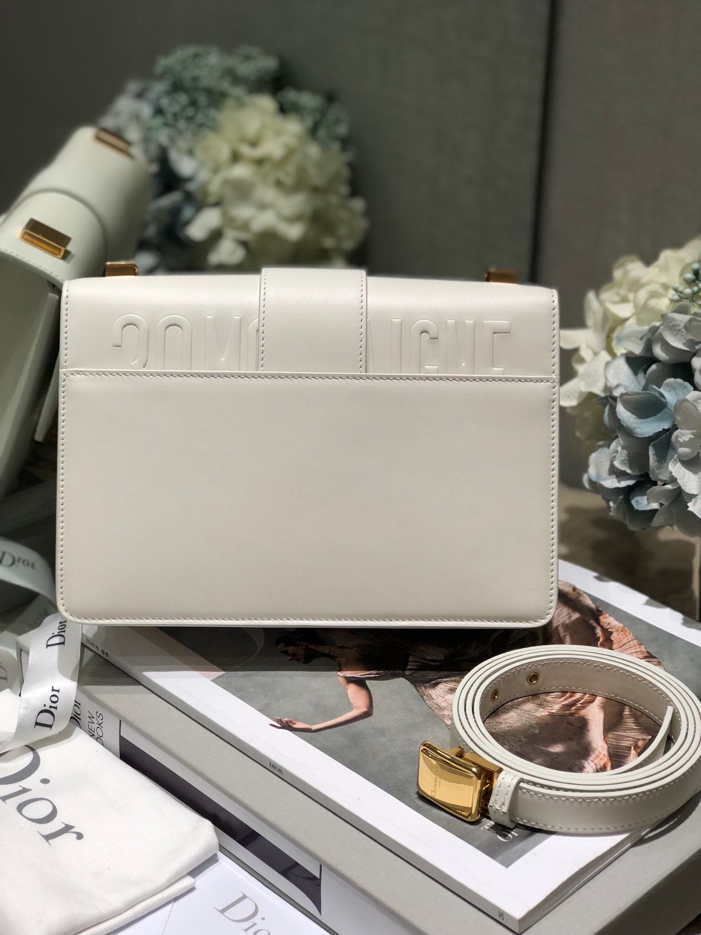 Replica Dior30 Montaigne Bag Latte Box Calfskin - Image 9